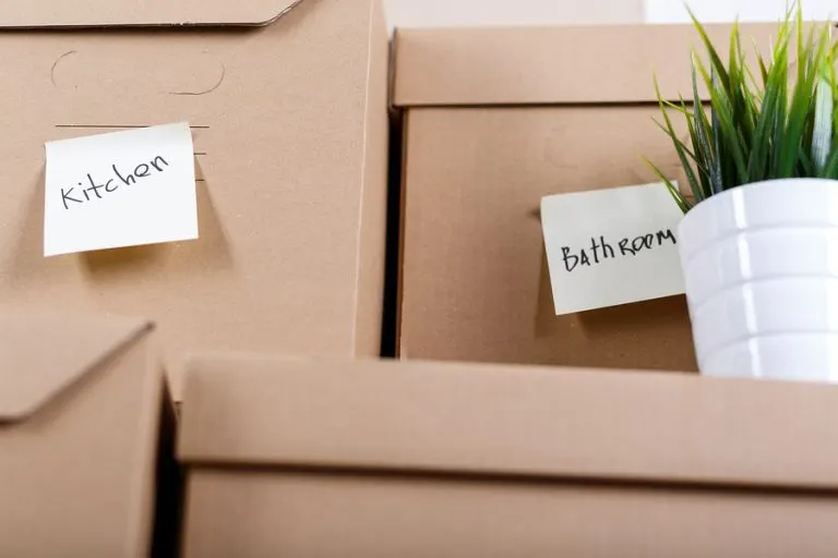 Stack of cardboard moving boxes